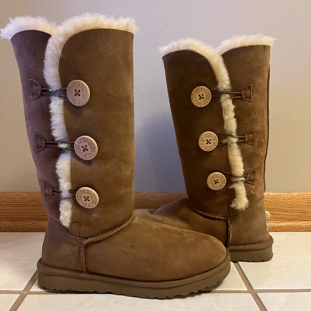 UGG® Bailey Suede Button Triplet II Water-Repellent Cold Weather Tall Boots - Picture 14 of 16